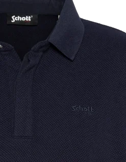 Polo bleu marine effet gaufré - MARINE