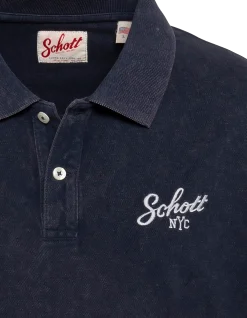 Polo bleu marine foncé avec logo rétro - MARINE FONCÉ