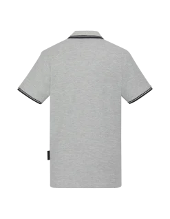 Polo gris clair en coton piqué - GRIS CLAIR