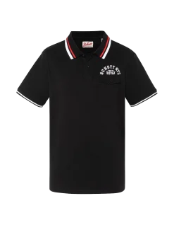 Polo noir avec poche à rabat et liserés tricolores - NOIR