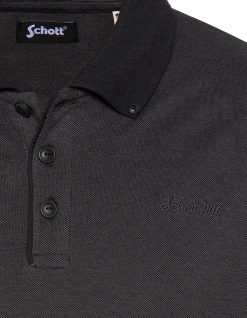 Polo noir en coton piqué - NOIR