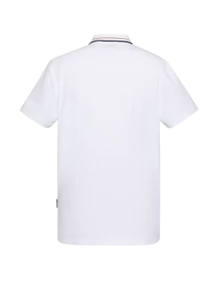 Polo rétro blanc en coton piqué - BLANC