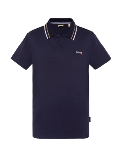 Polo rétro bleu marine en coton piqué - MARINE