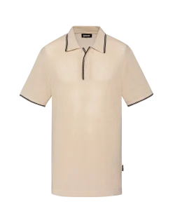 Polo rétro 50's blanc en maille filet - BLANC CASSÉ