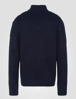 Pull camionneur bleu marine à mailles torsadées - MARINE