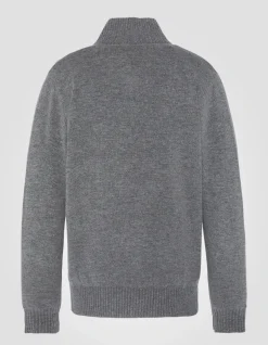 Pull camionneur gris chiné en lambswool - GRIS CHINÉ