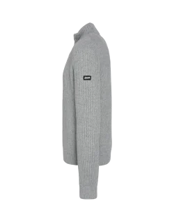 Pull camionneur gris chiné, maille côtelé - GRIS CHINÉ