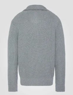Pull camionneur gris en maille côtelée - GRIS