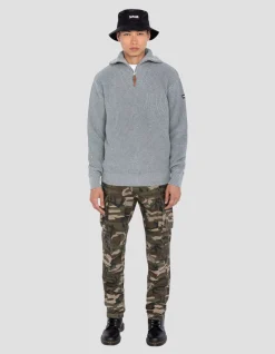 Pull camionneur gris en maille côtelée - GRIS