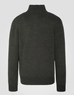 Pull camionneur kaki foncé en lambswool - KAKI FONCÉ