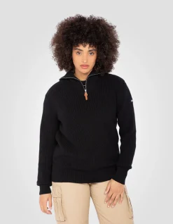 Pull camionneur noir en maille côtelée - NOIR