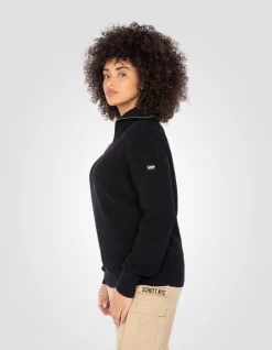 Pull camionneur noir en maille côtelée - NOIR