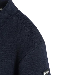 Pull col polo bleu marine, maille milano - MARINE