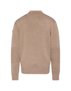 Pull col polo taupe, maille milano - TAUPE