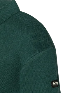 Pull col polo vert forêt, maille milano - VERT FORÊT