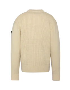 Pull col rond blanc cassé, maille fantaisie - BLANC CASSÉ
