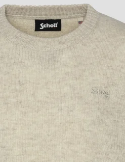 Pull col rond blanc en lambswool - BLANC CASSÉ