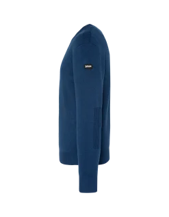 Pull col rond bleu, maille milano - BLEU