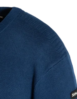 Pull col rond bleu, maille milano - BLEU