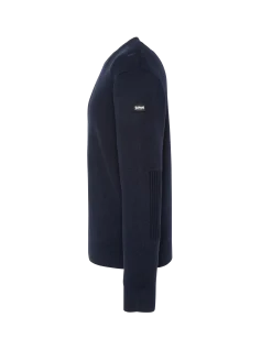 Pull col rond bleu marine, maille milano - MARINE