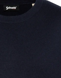 Pull col rond bleu marine, maille milano - MARINE