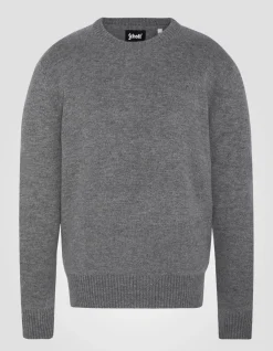 Pull col rond gris chiné en lambswool - GRIS CHINÉ