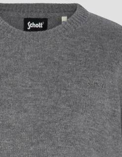 Pull col rond gris chiné en lambswool - GRIS CHINÉ