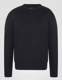 Pull col rond noir en lambswool - NOIR