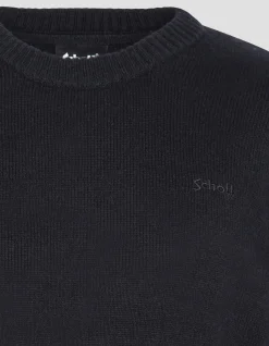 Pull col rond noir en lambswool - NOIR