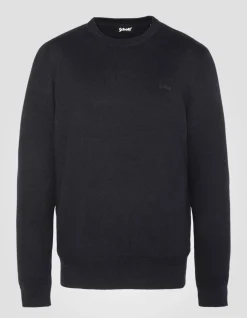 Pull col rond noir en maille fine - NOIR