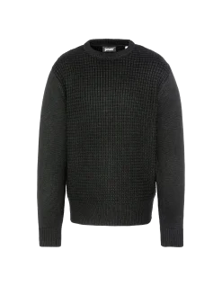 Pull col rond noir, maille fantaisie - NOIR