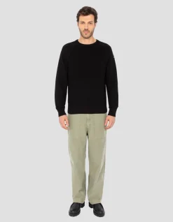 Pull col rond noir maille nid d'abeille - NOIR