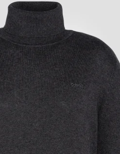 Pull col roulé anthracite chiné en maille fine - ANTHRACITE CHINÉ