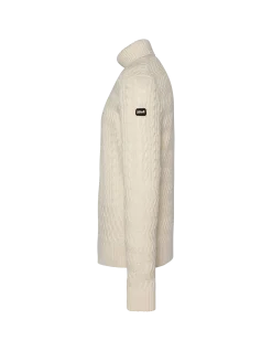 Pull col roulé blanc cassé, maille torsadée - BLANC CASSÉ