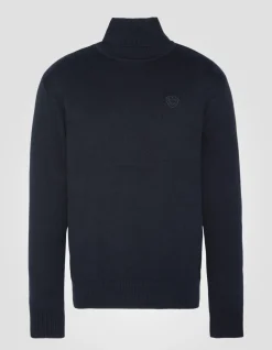 Pull col roulé bleu marine - MARINE