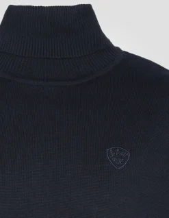 Pull col roulé bleu marine - MARINE