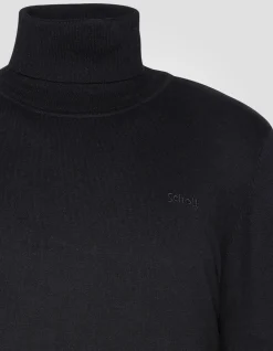 Pull col roulé noir en maille fine - NOIR