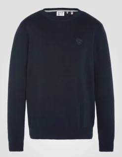 Pull fin bleu marine à col rond - MARINE
