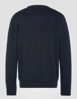 Pull fin bleu marine à col rond - MARINE