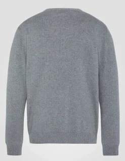 Pull fin gris chiné à col rond - GRIS CHINÉ