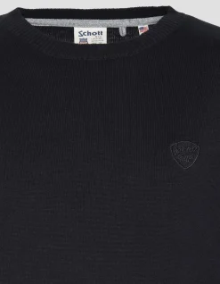 Pull fin noir à col rond - NOIR