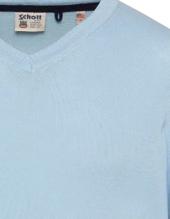 Pull léger bleu clair col V - BLEU CLAIR