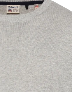 Pull léger gris chiné col rond - GRIS CHINÉ