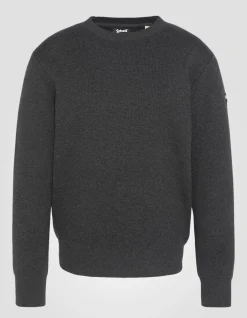 Pull militaire anthracite chiné à col rond - ANTHRACITE CHINÉ