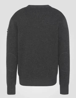 Pull militaire anthracite chiné à col rond - ANTHRACITE CHINÉ