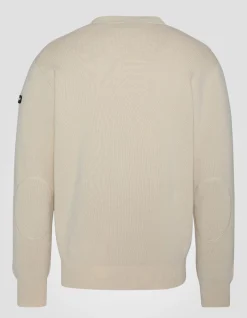 Pull militaire blanc à col rond - BLANC CASSÉ