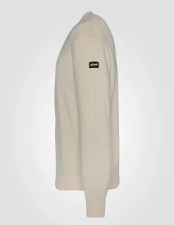 Pull militaire blanc à col rond - BLANC CASSÉ