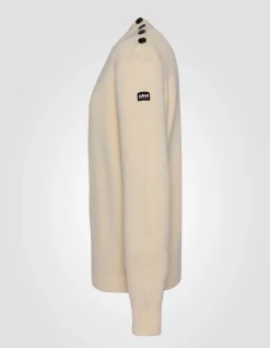 Pull militaire blanc à col rond - BLANC CASSÉ