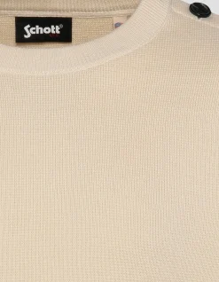 Pull militaire blanc à col rond - BLANC CASSÉ