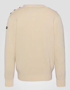 Pull militaire blanc à col rond - BLANC CASSÉ